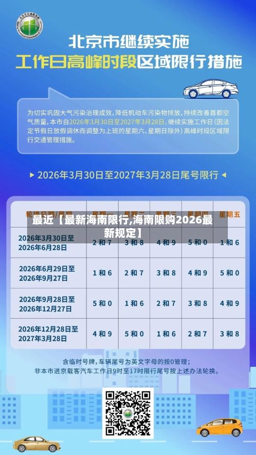 最近【最新海南限行,海南限购2026最新规定】