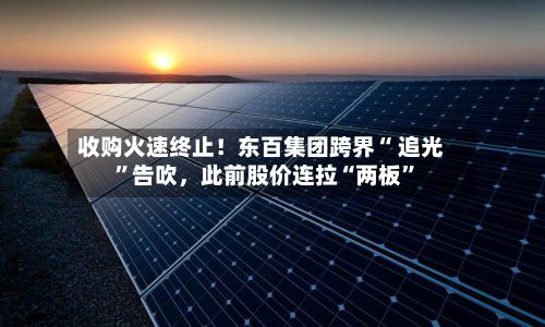收购火速终止！东百集团跨界“ 追光	”告吹，此前股价连拉“两板”-第3张图片