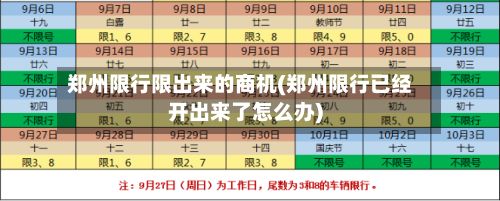 郑州限行限出来的商机(郑州限行已经开出来了怎么办)