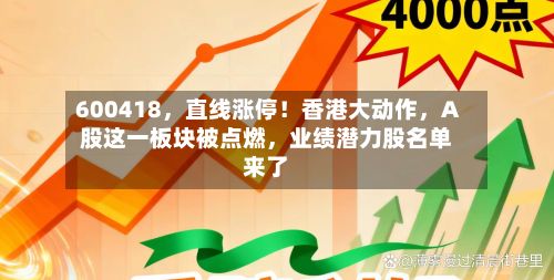600418，直线涨停！香港大动作，A股这一板块被点燃，业绩潜力股名单来了