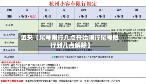 近来【尾号限行几点开始限行尾号限行到几点解除】