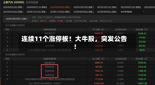 连续11个涨停板！大牛股，突发公告！-第3张图片