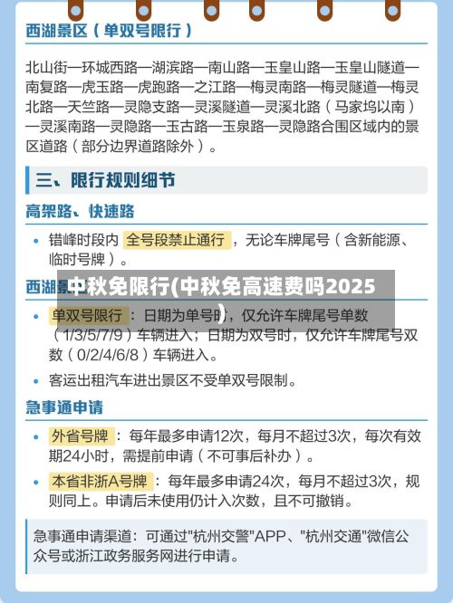 中秋免限行(中秋免高速费吗2025)-第2张图片