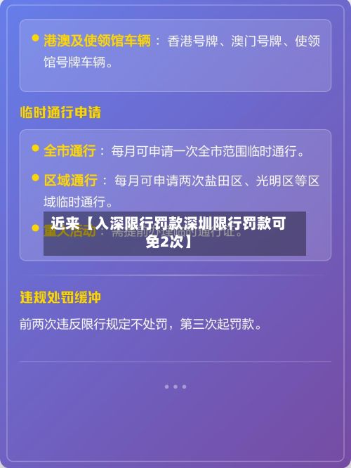 近来【入深限行罚款深圳限行罚款可免2次】