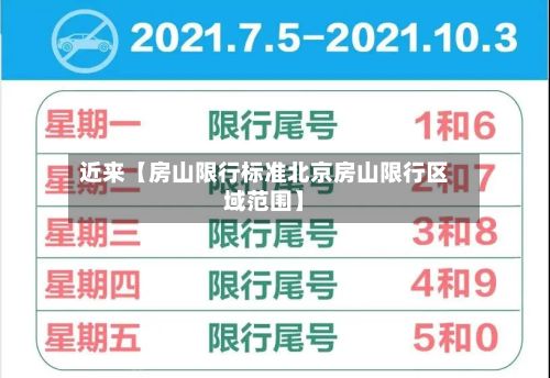 近来【房山限行标准北京房山限行区域范围】-第2张图片