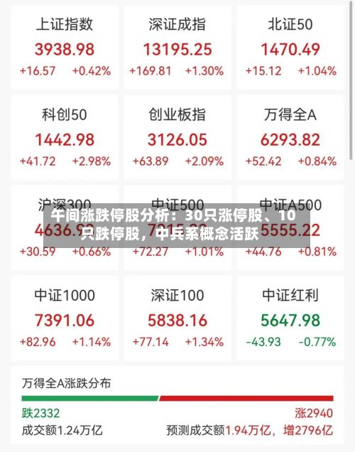 午间涨跌停股分析：30只涨停股	、10只跌停股，中兵系概念活跃-第3张图片