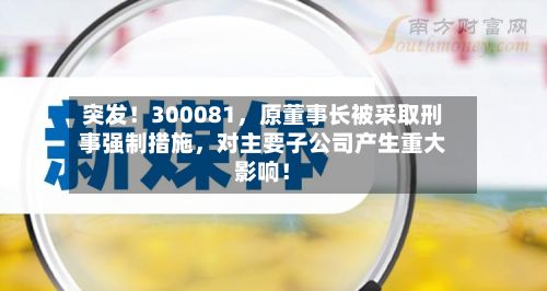 突发！300081，原董事长被采取刑事强制措施	，对主要子公司产生重大影响！-第2张图片