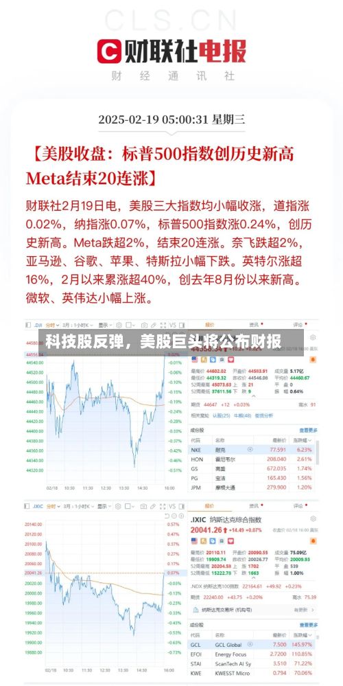 科技股反弹，美股巨头将公布财报