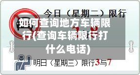 如何查询地方车辆限行(查询车辆限行打什么电话)-第3张图片