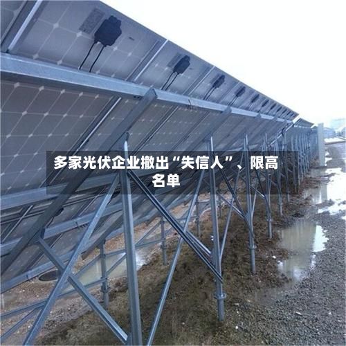 多家光伏企业撤出“失信人”、限高名单