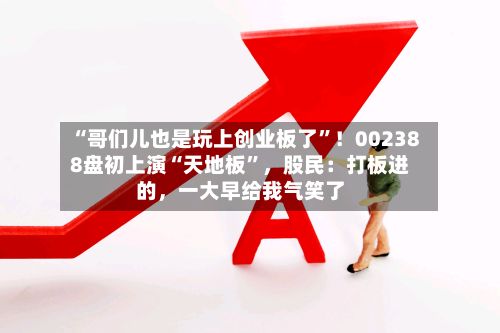 “哥们儿也是玩上创业板了”！002388盘初上演“天地板”，股民：打板进的，一大早给我气笑了