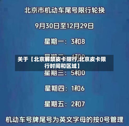 关于【北京解禁皮卡限行,北京皮卡限行时间和区域】