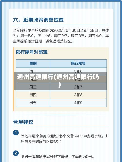 通州高速限行(通州高速限行吗)