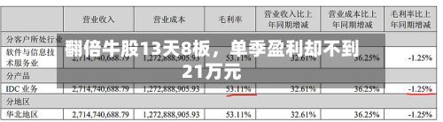 翻倍牛股13天8板，单季盈利却不到21万元-第2张图片