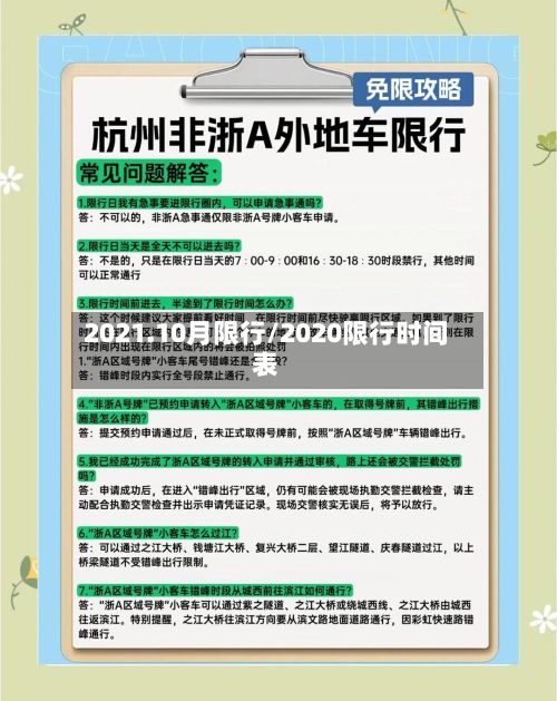 2021.10月限行/2020限行时间表