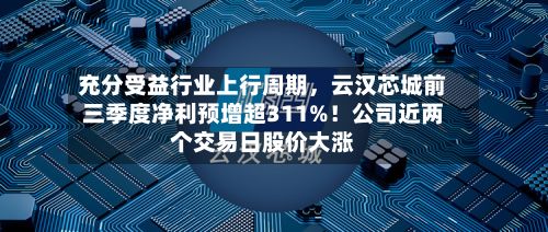 充分受益行业上行周期，云汉芯城前三季度净利预增超311%！公司近两个交易日股价大涨-第2张图片