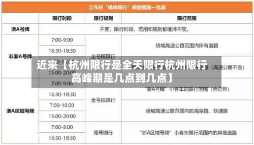 近来【杭州限行是全天限行杭州限行高峰期是几点到几点】