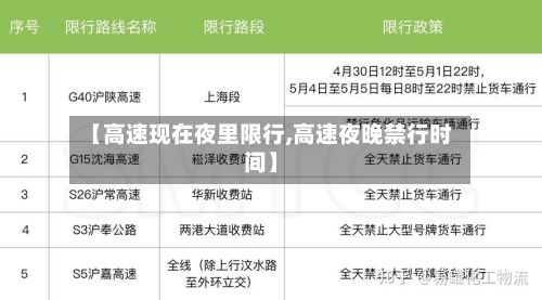 【高速现在夜里限行,高速夜晚禁行时间】-第2张图片