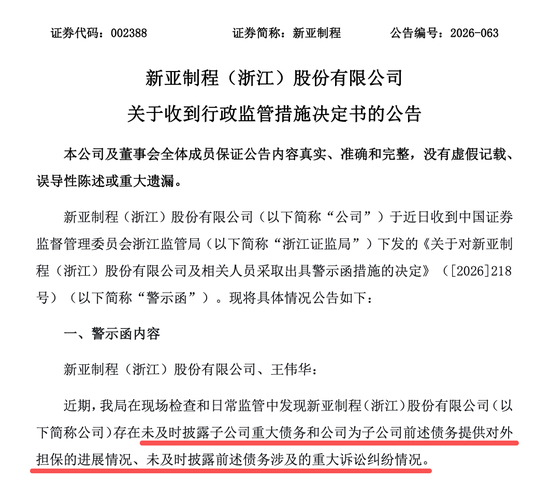 002388，涉信披违规，时任董事长王伟华担责！