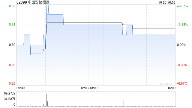 中国安储能源遭Equal Plus Limited减持10万股 每股作价0.305港元